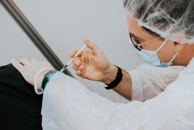 A person getting vaccinated