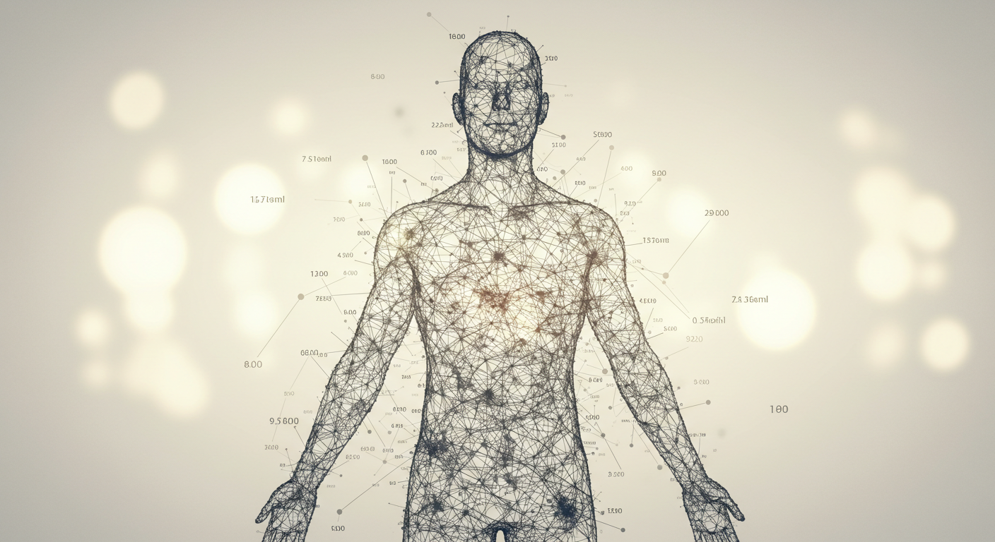 man outlined with genetic testing marks