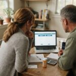 Before You Renew Your Health Coverage, Ask These 7 Questions middle-aged couple at a kitchen table reviewing health coverage options for the coming year.
